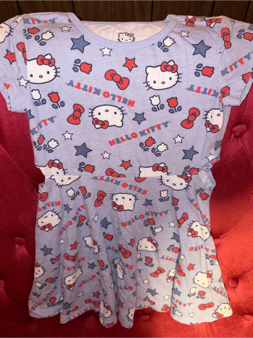 Hello Kitty Lavender, Red & Navy Star Print Top